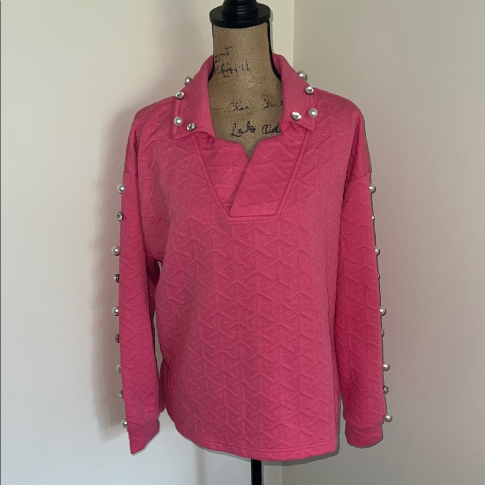 Pink Simply Southern Quilted Women's Top with Pearl Accents